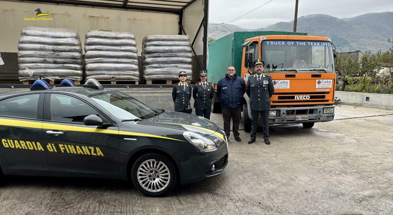 Teggiano, nocciolino da combustione illegale sequestrato e regalato alla Caritas dalla guardia di finanza