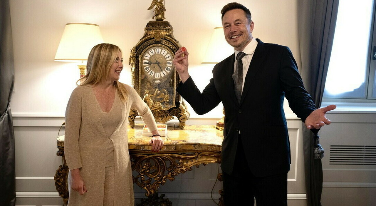 Elon Musk a Palazzo Chigi con Giorgia Meloni