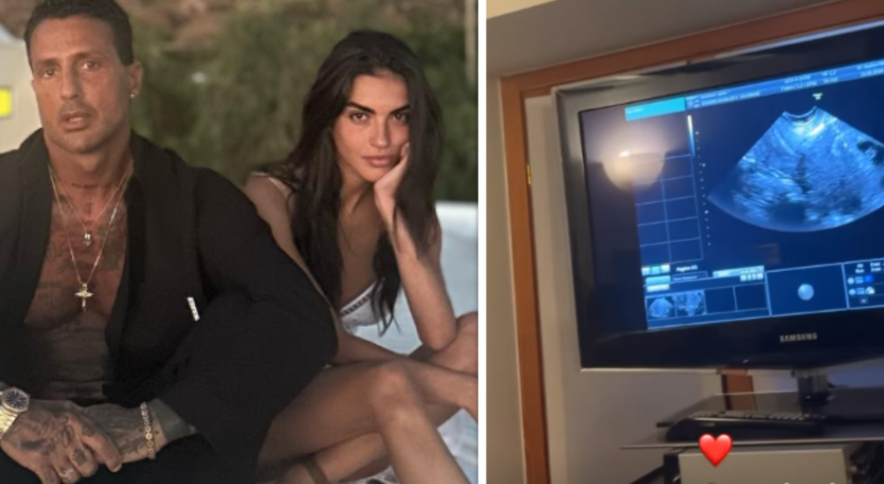 Fabrizio Corona papà bis, la tenera foto con il pancino in mostra di Sara  Barbieri e l'ecografia