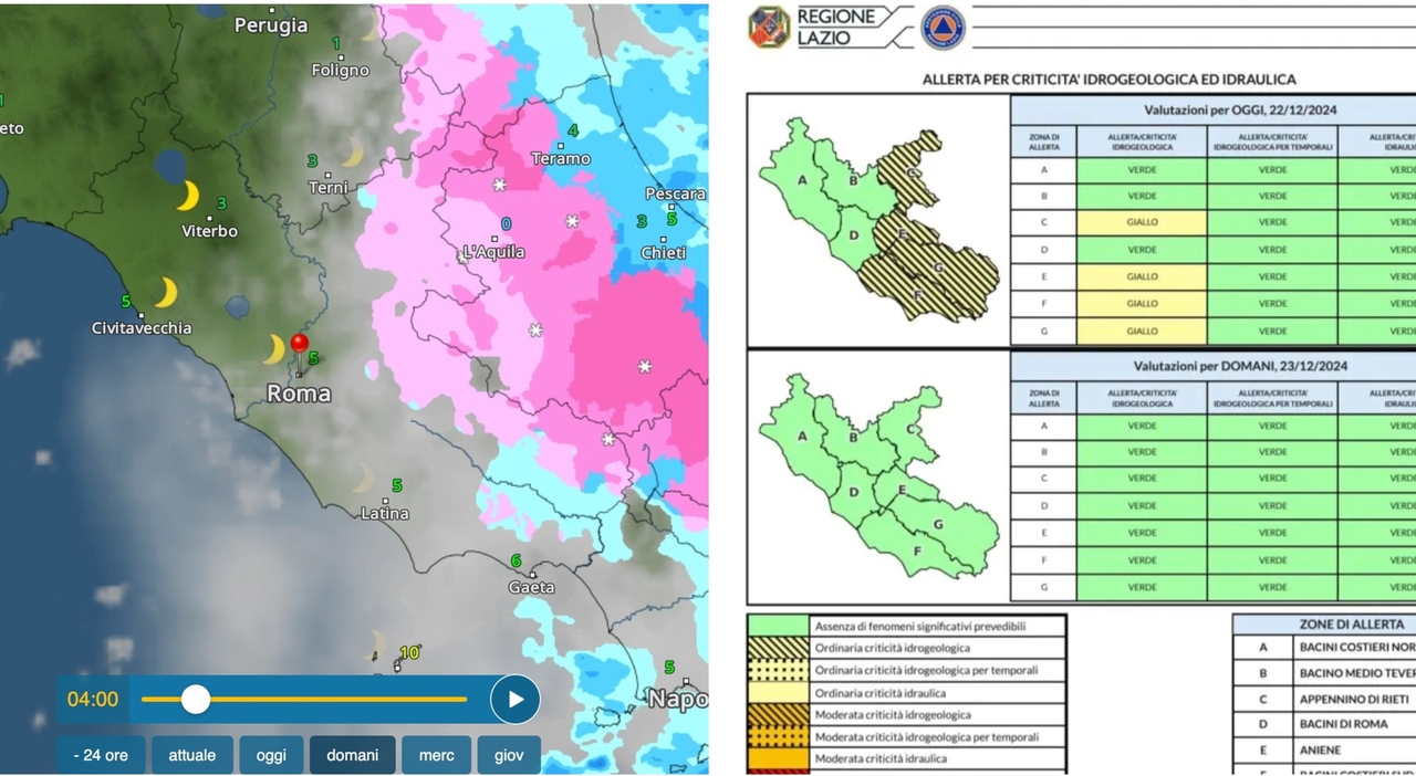 Maltempo a Roma: allerta meteo per vento e neve a bassa quota nel Lazio