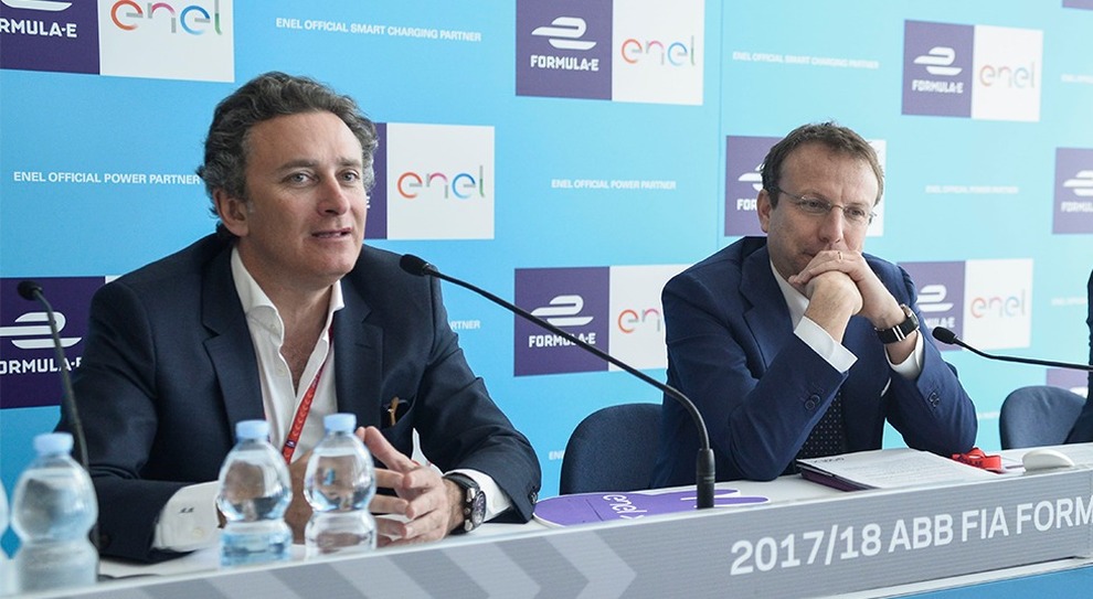 Da sinistra Alejandro Agag ceo della Formula E e l amministratore delegato di Enel X, Francesco Venturini