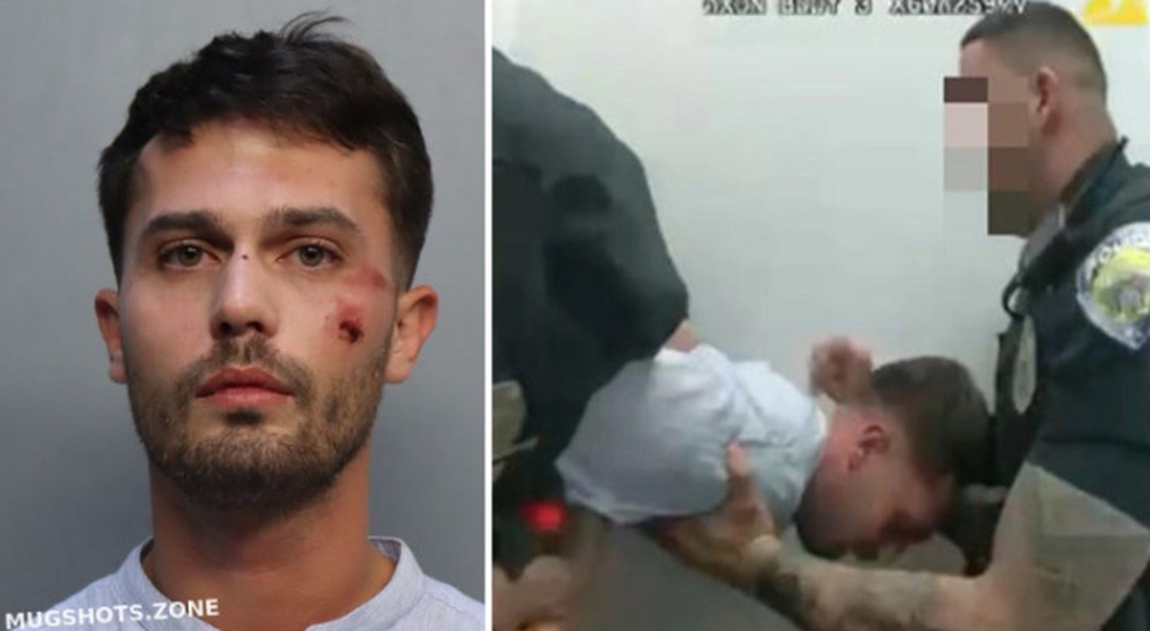 Studente italiano arrestato a Miami, le immagini choc della bodycam: Matteo Falcinelli incaprettato in cella per 13 minuti
