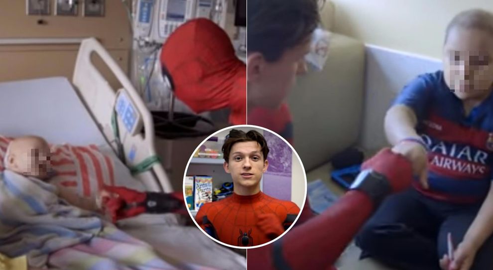 Spiderman fa visita ai bambini in ospedale, la sorpresa: dietro la maschera  c&#39;&egrave; proprio lui