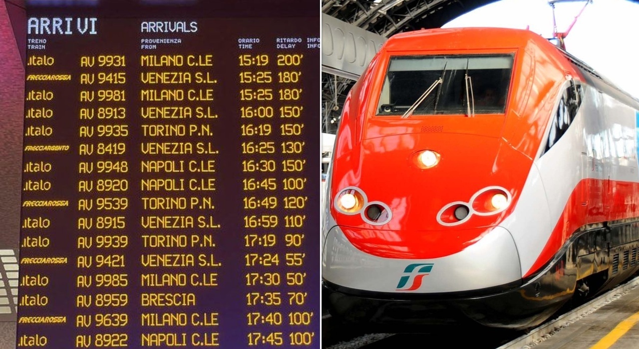 Treni in tilt in mezza Italia, perché è successo: il danno al pantografo, il convoglio che aggancia la linea, ritardi e code infinite