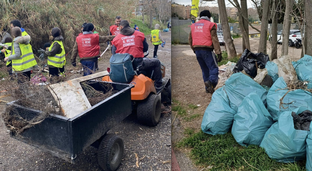 Iniziativa ecologica di Retake per un quartiere più pulito alla Magliana di Roma