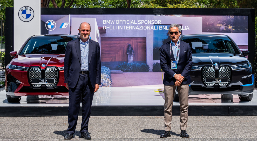 Il presidente della Federtennis Angelo Binaghi (a sinistra) e il numero uno di Bmw Italia Massimiliano Di Silvestre