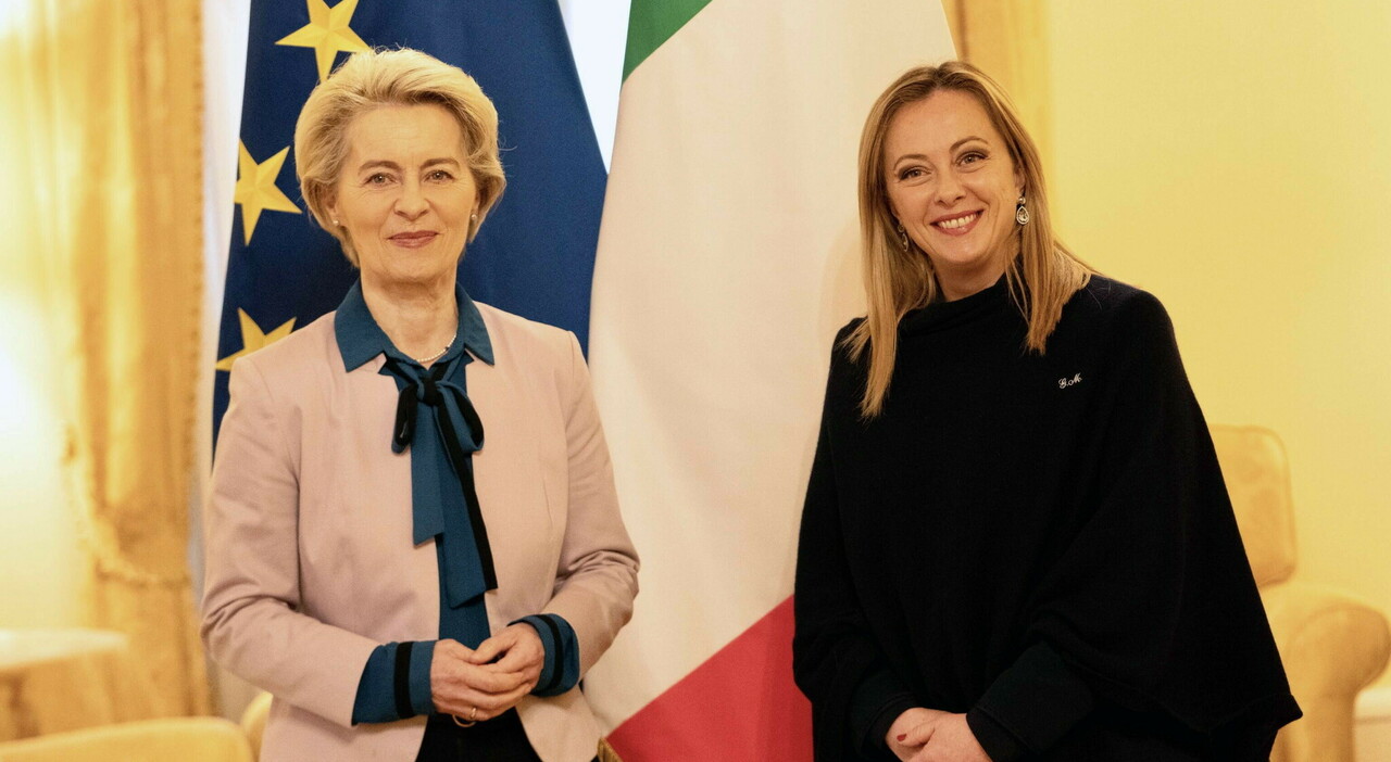 La presidente della Commissione europea, Ursula von der Leyen ed la presidente del consiglio italiano Giorgia Meloni
