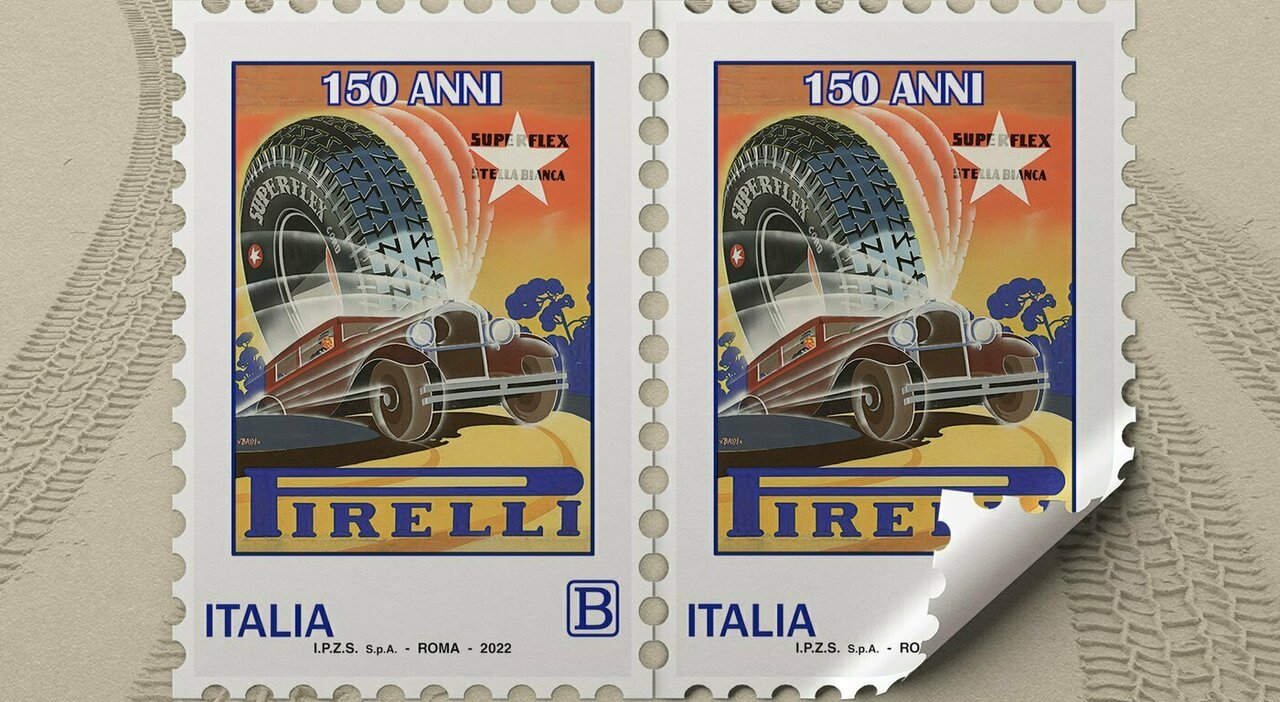 Il francobollo celebrativo dei 150 anni di Pirelli