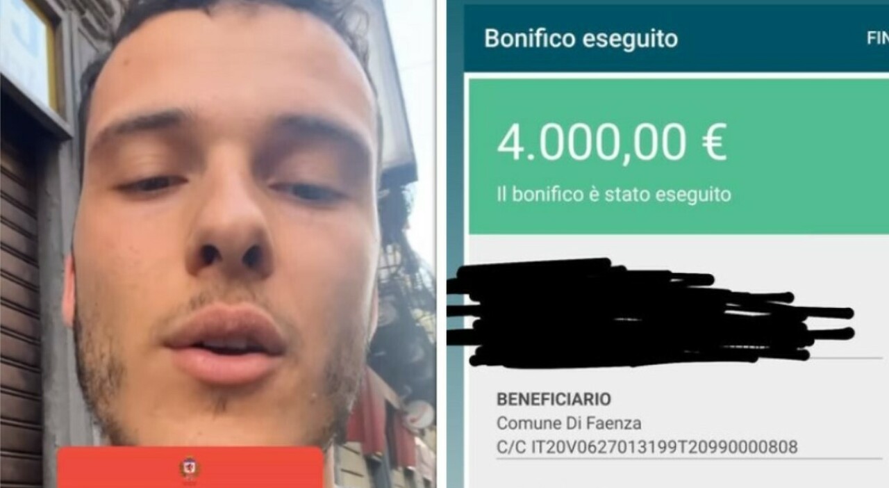 Edoardo Donnamaria, bonifico di 4.000 euro in beneficenza per gli alluvionati dell