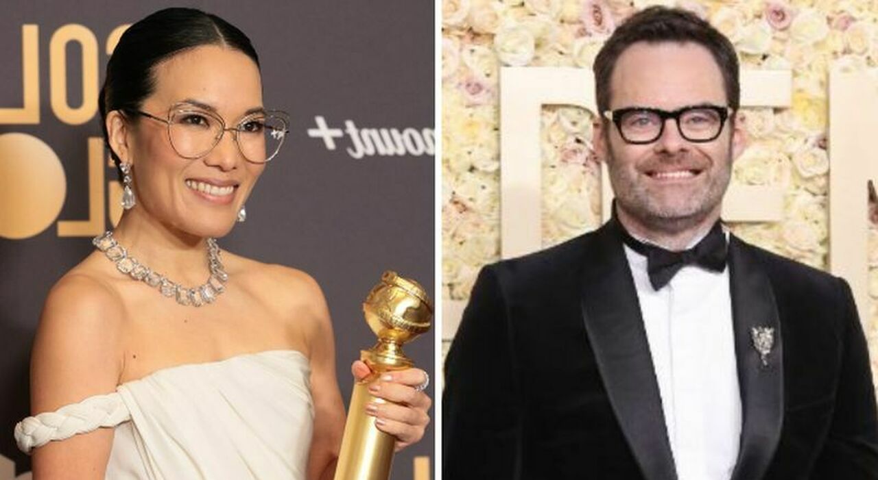 Ali Wong, il bacio della vittoria a Bill Hader incanta i Golden Globes
