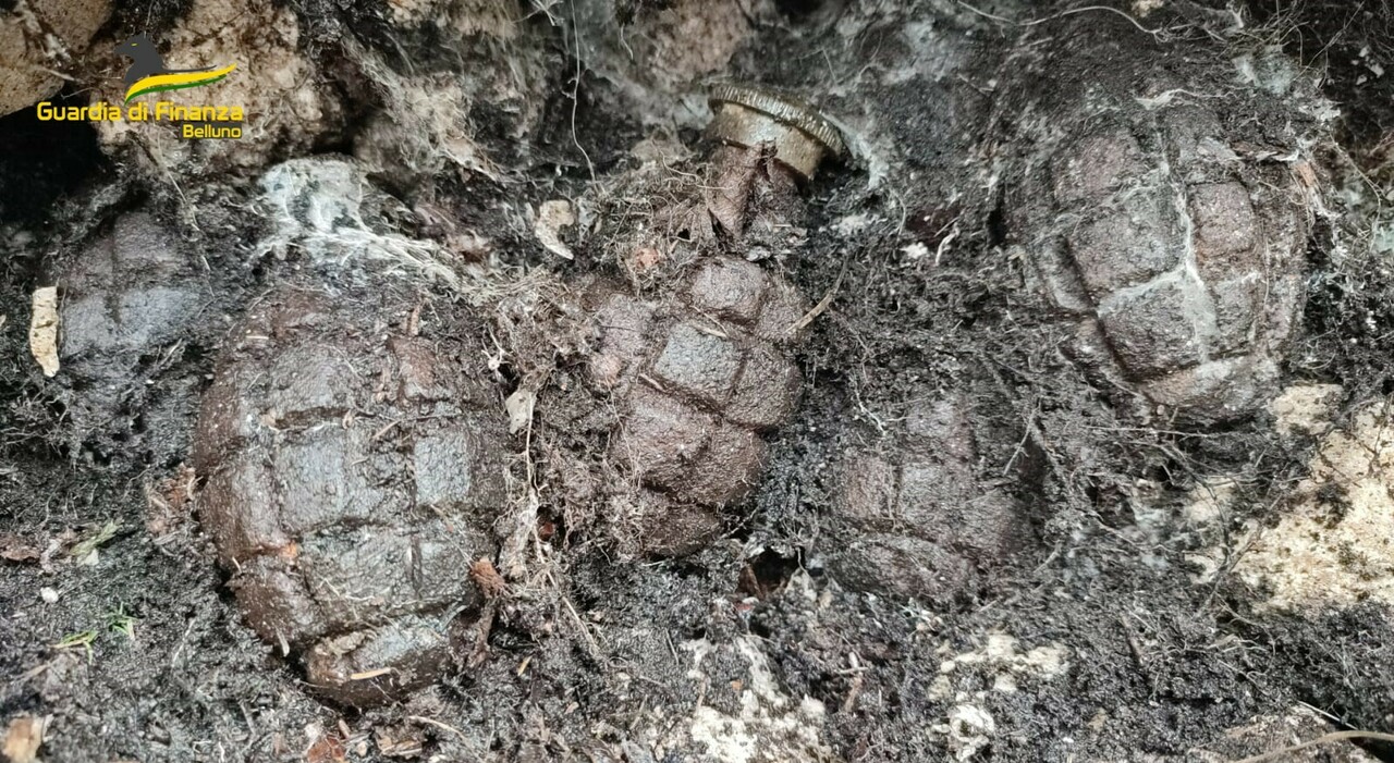 Otto bombe a mano della Seconda guerra mondiale trovate sul Nevegal: erano nascoste «in un deposito improvvisato» in un bosco vicino ad un torrente