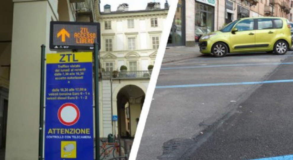 Un accesso alla ZTL e strisce blu a Torino