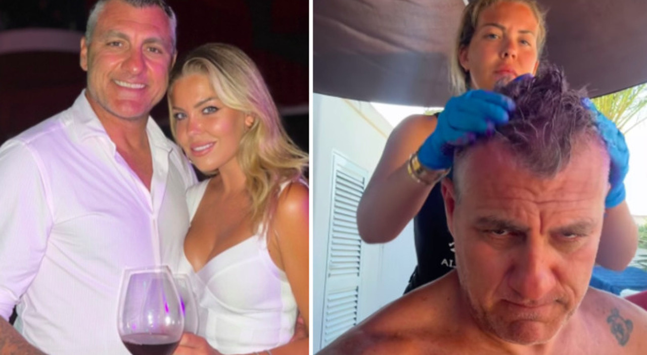 Christian Vieri compie 51 anni, Costanza Caracciolo gli tinge i capelli di  rosa. La festa di compleanno a Formentera