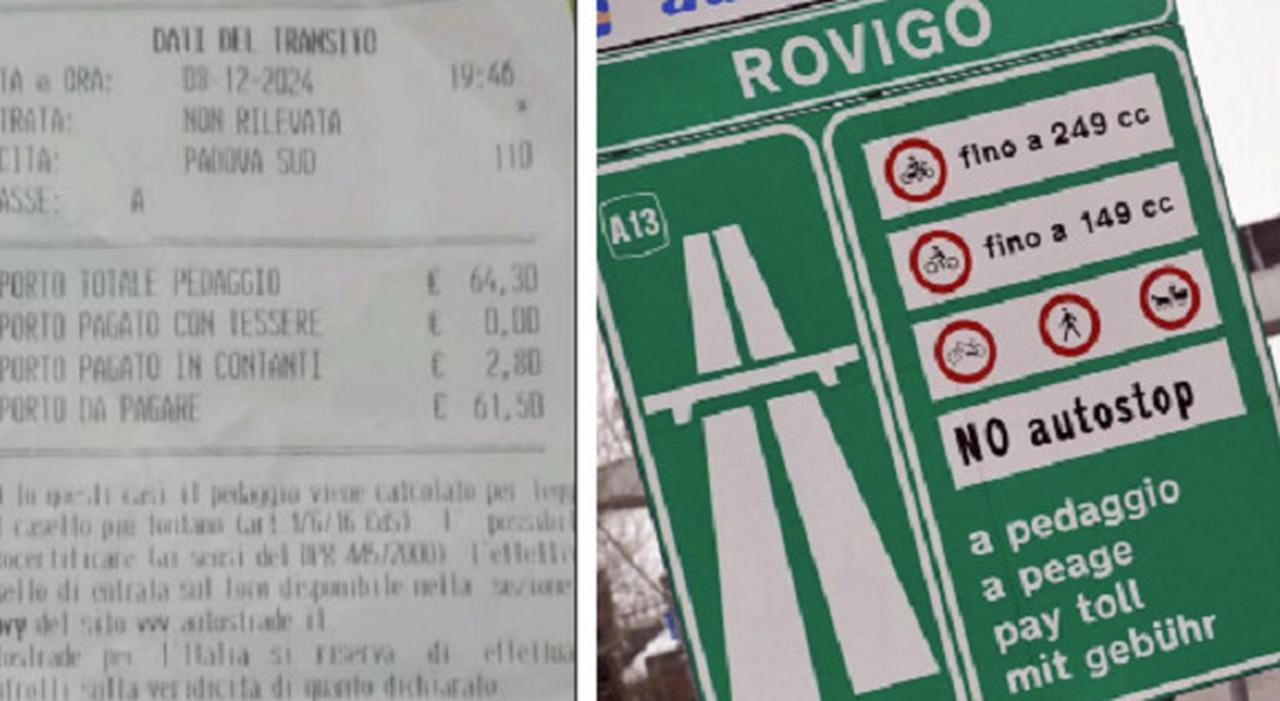 Autostrada, maxi pedaggio: 64 euro per il tratto da Rovigo a Padova Sud (anziché 2,70)