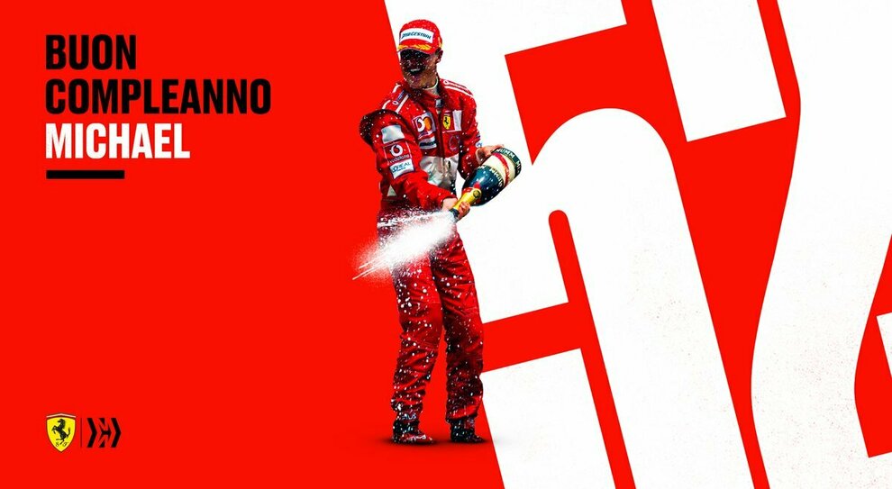 Il tweet della Ferrari per i 52 anni di Schumacher