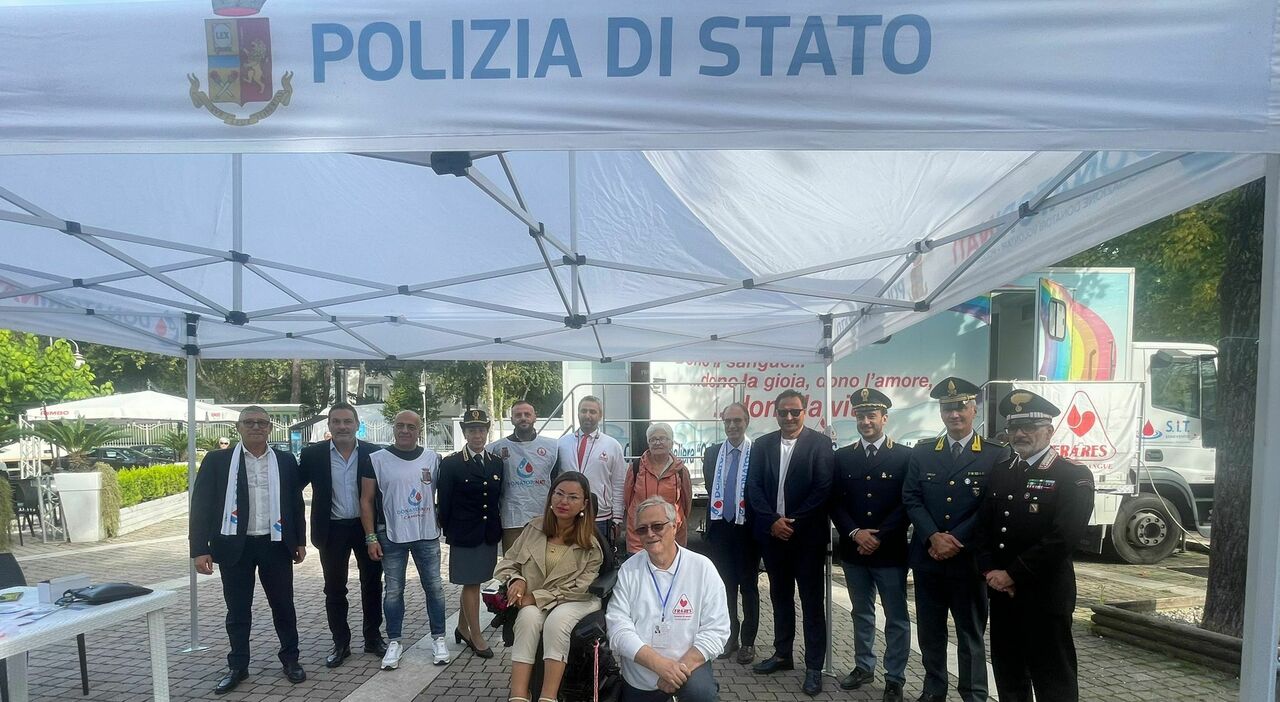 Blood donation campaign by the police and DonatoriNati in Telese Terme