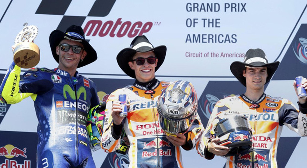 Rossi, Marquez e Pedrosa sul podio di Austin