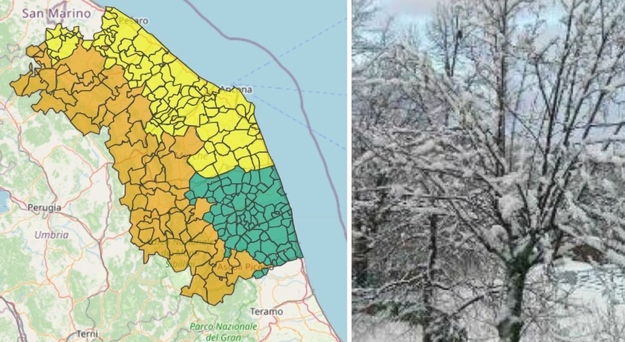 Ultime ore con il sole, sopra i 1200 metri anche la neve. Burrasca sulle Marche: è allerta meteo arancione