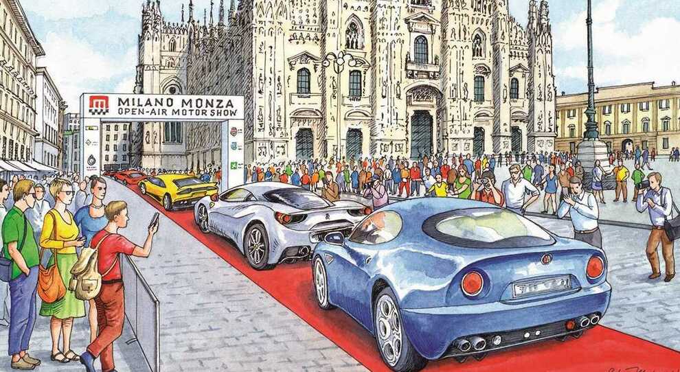 Un disegno che illustra il prossimo Milano Monza Motor Show