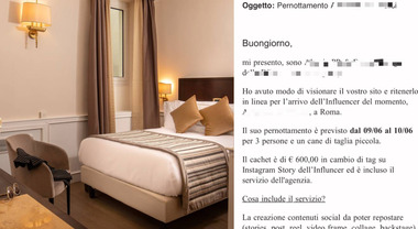 Influencer scrocconi, il titolare di un hotel romano dice basta: «Voleva 600 euro e notti gratis per 3 persone»