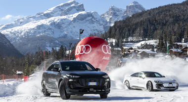 Audi Snow Track, la casa dei Quattro Anelli porta guida su ghiaccio e ricarica elettrica in Alta Badia
