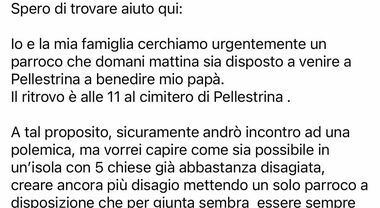 Cerco un prete per la benedizione», l'annuncio su Facebook della figlia di  un defunto