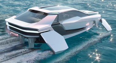 FUTUR-E, sembra una supercar, ma è una barca. Sintetizza il meglio dell’industria nautica, aeronautica ed automobilistica