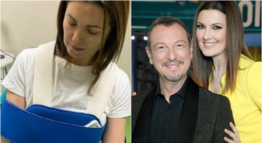 Giovanna Civitillo, la moglie di Amadeus racconta l'incidente: «Sono una miracolata». Il mancamento
