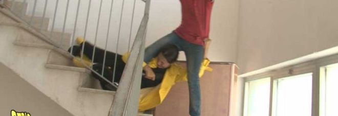 Striscia, Stefania Petyx aggredita a calci e pugni e buttata giù dalle scale Striscia, Stefania Petyx aggredita a calci e pugni e buttata giù dalle scale