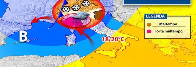 Meteo, attese nevicate al Nord: nel weekend vortice ciclonico al Sud