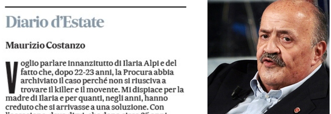 Maurizio Costanzo e l'ultimo Diario per Il Messaggero dedicato a Ilaria Alpi