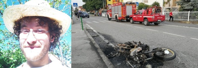 Alberto Rossato e la sua moto dopo il tragico incidente