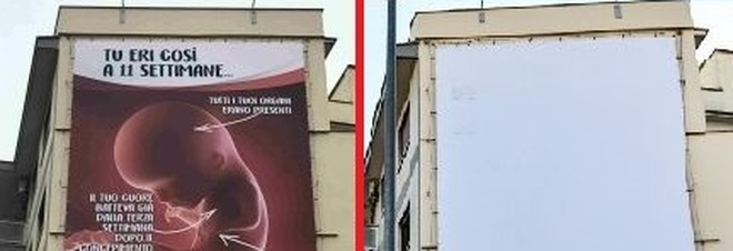 Roma, rimosso il cartellone contro l'aborto dell'associazione Pro Vita Roma, rimosso il cartellone contro l'aborto dell'associazione Pro Vita