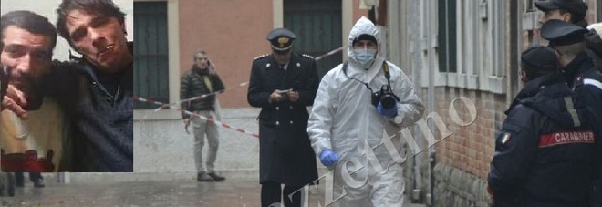 Il luogo del delitto, nel riquadro: a sinistra il presunto assassino, a destra la vittima Il luogo del delitto, nel riquadro: a sinistra il presunto assassino, a destra la vittima