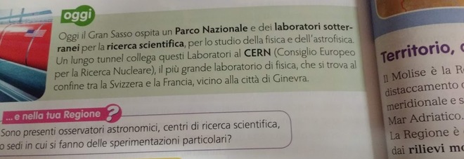 La pagina del sussidiario incriminata La pagina del sussidiario incriminata