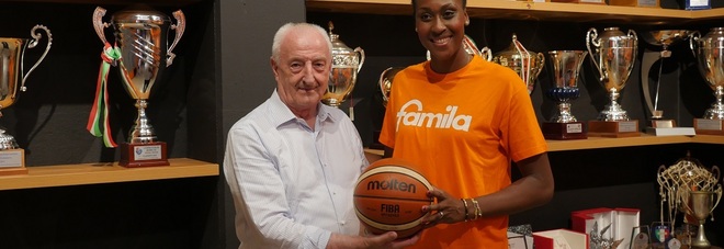 Sandrine Gruda con il presidente Marcello Cestaro
