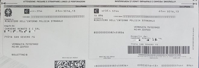 Il verbale da cinquemila euro ricevuto da Cardone Il verbale da cinquemila euro ricevuto da Cardone