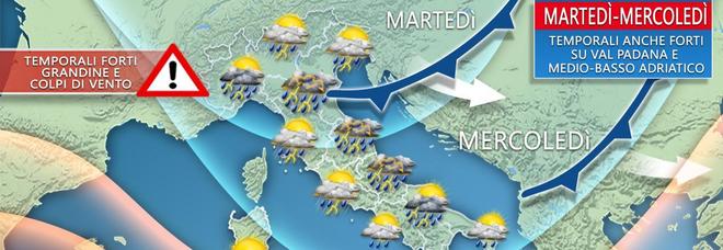 Break temporalesco
e stop al grande caldo
Rischio-grandine, ecco dove