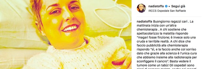 Nadia Toffa, la foto
durante la chemio: «A chi
mi vuole morta dico...»