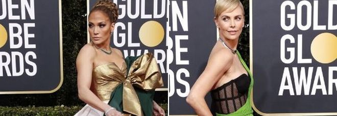 Golden Globe, i look del red carpet: Jennifer Lopez pacco regalo, Charlize Theron in verde. Tutte le foto