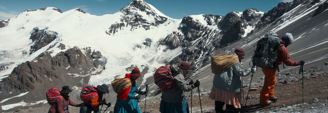 Le Cholitas sui pendii dell'Aconcagua