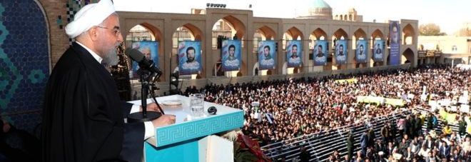 Hassan Rouhani of Iran on Sunday in the city of Yazd, Photo: EPA Hassan Rouhani of Iran on Sunday in the city of Yazd, Photo: EPA