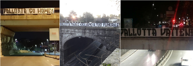 Roma, blitz ultrà nella notte: decine di striscioni contro Pallotta