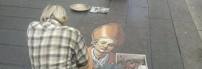 Napoli - San Gennaro visto da un'artista di strada Napoli - San Gennaro visto da un'artista di strada