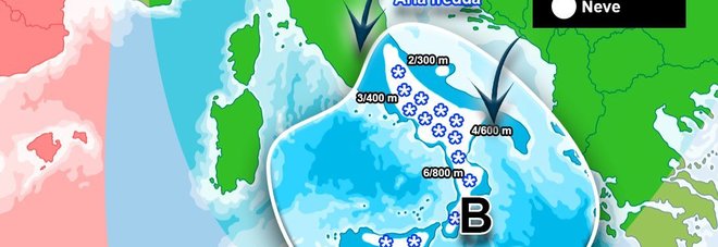 Meteo, ecco dove nevicherà domani. Mercoledì gelido, allerta dal Lazio alla Sicilia