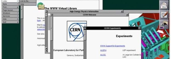 Uno screenshot del primo sito web della storia (Cern)