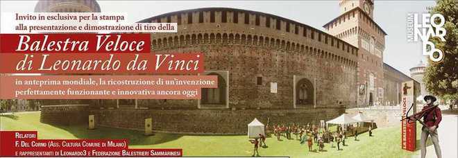 La balestra veloce di Leonardo da Vinci in mostra
dal 27 giugno al Castello Sforzesco