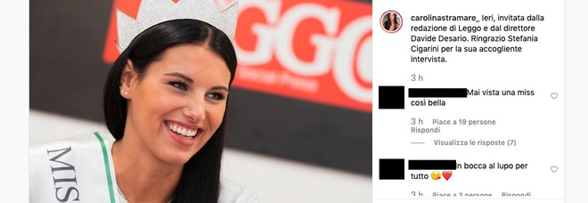 Miss Italia, il post su Instagram di Carolina Stramare per Leggo