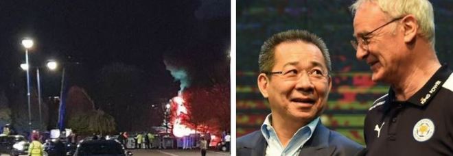 Leicester, precipita fuori dallo stadio l'elicottero del presidente Vichai Srivaddhanaprabh