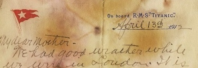 Titanic, all'asta la lettera scritta
prima della tragedia
Ecco che cosa c'è scritto